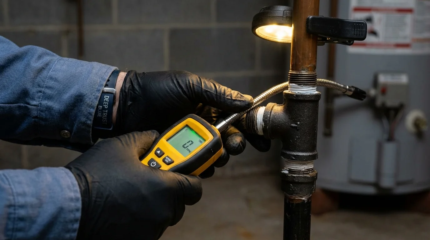 Gas leak detection with electronic sniffer by Johns Plumbing LLC in Danville
