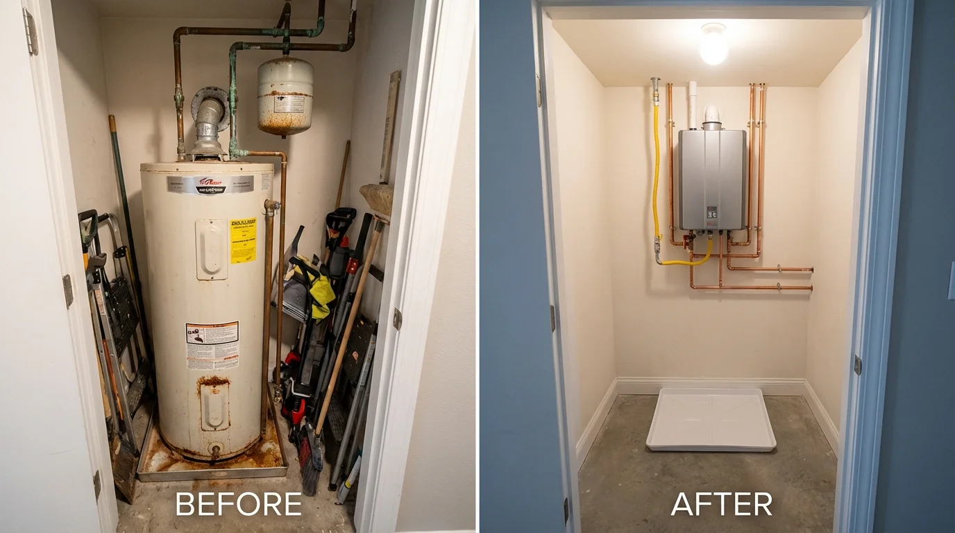 Tank water heater versus wall-mounted tankless unit comparison for Danville, OH homeowners
